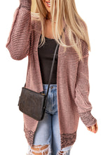 Load image into Gallery viewer, Pink Plaid Knitted Long Open Front Cardigan