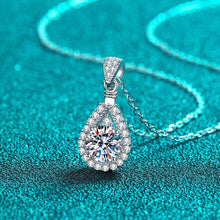 Load image into Gallery viewer, Teardrop Moissanite Pendant Necklace in 925 Sterling Silver: 1.0 ct