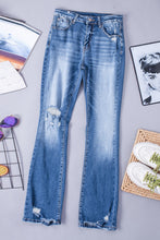 Load image into Gallery viewer, Blue Distressed Flare Jeans