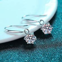 Load image into Gallery viewer, Six-Prong Moissanite Hook Earrings in 925 Sterling Silver: 1.0 ct