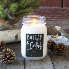 Load image into Gallery viewer, 13 oz Mason Jar Christmas Candle: Balsam & Cedar