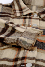 Load image into Gallery viewer, Orange Geometric Plaid Print Pocketed Shacket