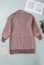 Load image into Gallery viewer, Pink Plaid Knitted Long Open Front Cardigan