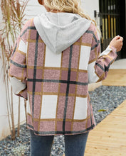 Load image into Gallery viewer, Plaid Pockets Hooded Loose-Fitting Shirt Jacket