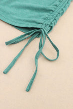 Load image into Gallery viewer, Gray Ruffle Short Sleeves V Neck Drawstring Top