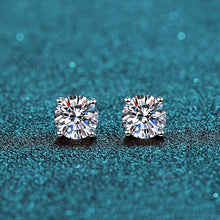 Load image into Gallery viewer, Four-Prong Moissanite Stud Earrings in 925 Sterling Silver: 0.6 ct