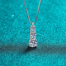 Load image into Gallery viewer, Three Stone Moissanite Charm Necklace in 925 Sterling Silver