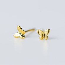 Load image into Gallery viewer, Tiny Butterfly Stud Earrings in 925 Sterling Silver: Gold