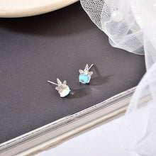 Load image into Gallery viewer, Cute Moonstone Unicorn Stud Earrings in 925 Sterling Silver