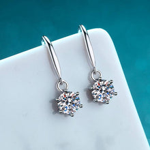 Load image into Gallery viewer, Six-Prong Moissanite Hook Earrings in 925 Sterling Silver: 1.0 ct