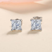 Load image into Gallery viewer, Square Moissanite Stud Earrings in 925 Sterling Silver: 1.2 ct