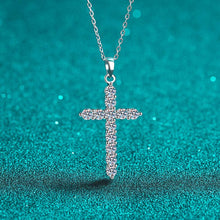 Load image into Gallery viewer, Moissanite Cross Pendant Necklace in 925 Sterling Silver: 0.36 ct