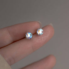 Load image into Gallery viewer, Tiny Round Moonstone Stud Earrings in 925 Sterling Silver
