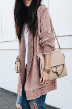 Load image into Gallery viewer, Pink Plaid Knitted Long Open Front Cardigan
