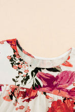 Load image into Gallery viewer, Red Floral Short Sleeve Round Neck Blouse
