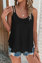 Load image into Gallery viewer, Black Eyelet Strappy Scoop-Neck Tank Top
