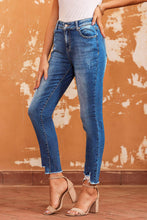 Load image into Gallery viewer, Blue Raw Hem Ankle-length Skinny Jeans
