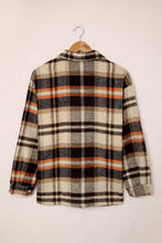 Load image into Gallery viewer, Orange Geometric Plaid Print Pocketed Shacket
