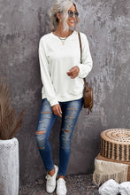 Load image into Gallery viewer, Beige Plain Crew Neck Pullover Sweatshirt
