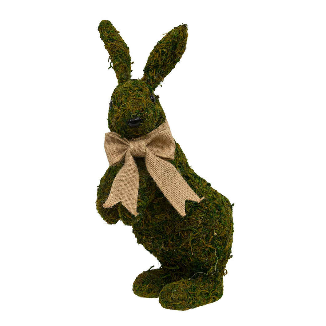 Mossy Bunny with Jute Bow Topiary