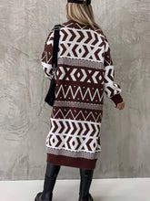 Load image into Gallery viewer, V-neck lengthened vintage geometric knit coat
