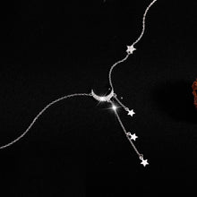 Load image into Gallery viewer, Moon Star Layered Tassel Necklace in 925 Sterling Silver
