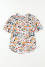 Load image into Gallery viewer, Multicolor Split V Neck Puff Sleeve Flower Print Blouse
