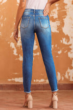 Load image into Gallery viewer, Blue Raw Hem Ankle-length Skinny Jeans
