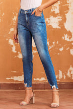 Load image into Gallery viewer, Blue Raw Hem Ankle-length Skinny Jeans
