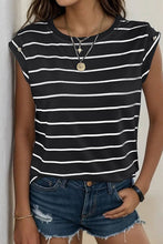 Load image into Gallery viewer, WOMEN SLEEVELESS STRIPED T SHIRT_CWTSTSL0024: COFFEE / (XL) 1
