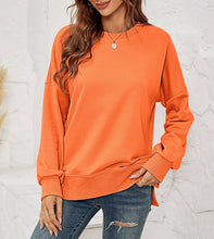 Load image into Gallery viewer, Crewneck Hem Split Pullover Sweatshirt
