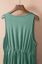 Load image into Gallery viewer, Green Buttons Sleeveless High Waist Mini Dress
