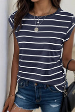 Load image into Gallery viewer, WOMEN SLEEVELESS STRIPED T SHIRT_CWTSTSL0024: COFFEE / (M) 1
