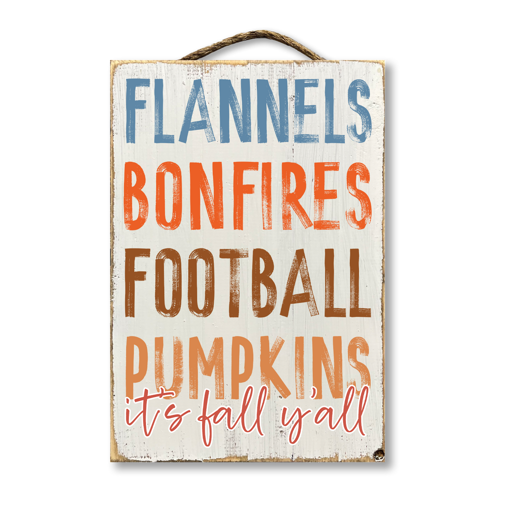 FLANNELS BONFIRES FOOTBALL PUMPKINS IT'S FALL Y'ALL