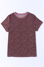 Load image into Gallery viewer, Red Cheetah Print O-neck Short Sleeve T Shirt
