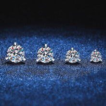 Load image into Gallery viewer, Three-Prong Moissanite Stud Earring in 925 Sterling Silver
