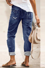 Load image into Gallery viewer, WASHED DENIM PANTS WITH STRAIGHT PIPE HOLES_CWJP0251: LIGHTBLUE / (XXL) 1
