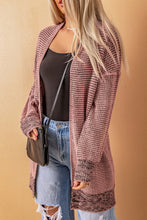 Load image into Gallery viewer, Pink Plaid Knitted Long Open Front Cardigan
