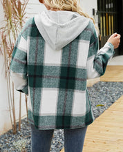 Load image into Gallery viewer, Plaid Pockets Hooded Loose-Fitting Shirt Jacket
