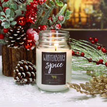 Load image into Gallery viewer, 13 oz Mason Jar Christmas Candle: Winterberry Spice

