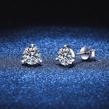 Load image into Gallery viewer, Three-Prong Moissanite Stud Earring in 925 Sterling Silver
