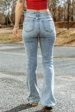 Load image into Gallery viewer, Sky Blue Subtle Ripped Detail Flare Bottom Jeans

