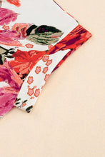 Load image into Gallery viewer, Red Floral Short Sleeve Round Neck Blouse
