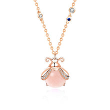 Load image into Gallery viewer, Cute Firefly Bug Charm Necklace in 925 Sterling Silver: Rose Gold/Pink
