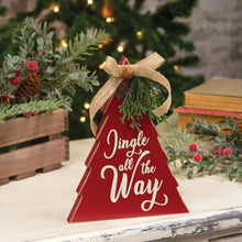 Load image into Gallery viewer, Jingle All the Way Red Wooden Christmas Tree w/Burlap Bow
