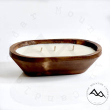 Load image into Gallery viewer, SPRING &amp; SUMMER: 3 Wick Natural Wood Dough Bowl Soy Candle
