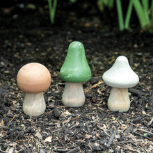 Load image into Gallery viewer, 3/Set, Distressed Wooden Natural Color Mushrooms
