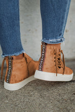 Load image into Gallery viewer, Brown High Top Drawstring Zipper Slip-on Sneakers

