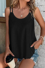 Load image into Gallery viewer, Black Eyelet Strappy Scoop-Neck Tank Top
