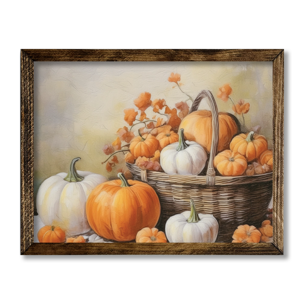 TIMBERLAND FRAME PUMPKINS IN A BASKET PAINTING